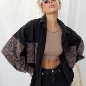 12th Tribe Black and Brown Leopard Utility Jacket